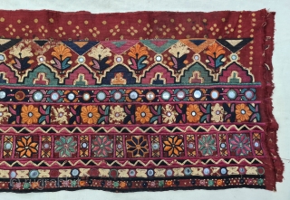 Very Fine Embroidered  and Tie and dye Skirt (Parha) Length (Panel) From the Lohana Group Probably from the Diplo, Tharparkar Sindh Region of Pakistan. India. C.1825-1850.Natural Color Tie and Dye , Hand  ...