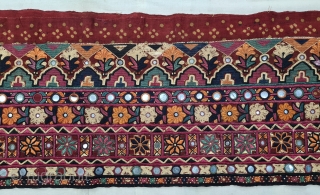 Very Fine Embroidered  and Tie and dye Skirt (Parha) Length (Panel) From the Lohana Group Probably from the Diplo, Tharparkar Sindh Region of Pakistan. India. C.1825-1850.Natural Color Tie and Dye , Hand  ...