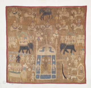 A Rare Ceremonial Kanduri Shrine Appliqué Wall Hanging
Uttar Pradesh, India.

An exceptional and deeply evocative example of North Indian devotional textile art, this rare ceremonial Kanduri shrine appliqué hanging was traditionally offered by  ...