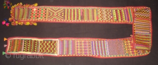 Ceremonial Banjara Belt From Karnataka,South India.Embroidered the on cotton.Its size is 13cmX120cm(DSC00668 New).                    