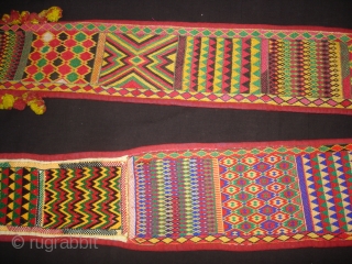 Ceremonial Banjara Belt From Karnataka,South India.Embroidered the on cotton.Its size is 13cmX120cm(DSC00668 New).                    
