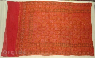 Gharcholu Sari Tie and Dye(Natural Colours)Cotton,From Jamnagar,Gujarat India.Its size is 134cmX424cm(DSC01833 New).                     