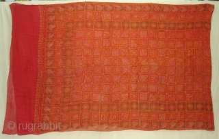 Gharcholu Sari Tie and Dye(Natural Colours)Cotton,From Jamnagar,Gujarat India.Its size is 134cmX424cm(DSC01833 New).                     