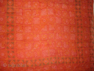 Gharcholu Sari Tie and Dye(Natural Colours)Cotton,From Jamnagar,Gujarat India.Its size is 134cmX424cm(DSC01833 New).                     