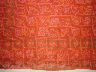 Gharcholu Sari Tie and Dye(Natural Colours)Cotton,From Jamnagar,Gujarat India.Its size is 134cmX424cm(DSC01833 New).                     