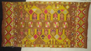 Phulkari From East(Punjab) India.Known as Darshan Dwar. Showing the Folk Culture and Art of Punjab.C.1900.Its size is 120cmX230cm(DSC04904 New).              