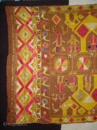 Phulkari From East(Punjab) India.Known as Darshan Dwar. Showing the Folk Culture and Art of Punjab.C.1900.Its size is 120cmX230cm(DSC04904 New).              