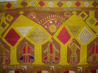 Phulkari From East(Punjab) India.Known as Darshan Dwar. Showing the Folk Culture and Art of Punjab.C.1900.Its size is 120cmX230cm(DSC04904 New).              