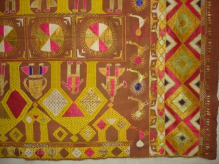 Phulkari From East(Punjab) India.Known as Darshan Dwar. Showing the Folk Culture and Art of Punjab.C.1900.Its size is 120cmX230cm(DSC04904 New).              