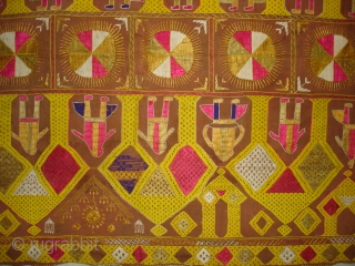 Phulkari From East(Punjab) India.Known as Darshan Dwar. Showing the Folk Culture and Art of Punjab.C.1900.Its size is 120cmX230cm(DSC04904 New).              