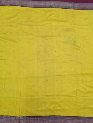 Pitamber Plain Weave Pooja Dhoni Double Pallu (Pallov)with Turmeric Yellow in the middle, ,It’s an Silk and zari weave Dhoti.  This type of Dhoti is named after the Paithan town in  ...