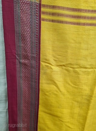 Pitamber Plain Weave Pooja Dhoni Double Pallu (Pallov)with Turmeric Yellow in the middle, ,It’s an Silk and zari weave Dhoti.  This type of Dhoti is named after the Paithan town in  ...