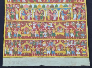 Cheriyal Scroll Painting on the Cotton  From Telangana South India.
This are epic Storytelling  paintings which  is showing different kind of Mythology Art  stories
The scrolls are painted in a  ...