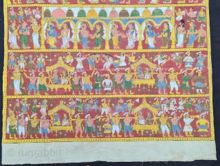 Cheriyal Scroll Painting on the Cotton  From Telangana South India.
This are epic Storytelling  paintings which  is showing different kind of Mythology Art  stories
The scrolls are painted in a  ...