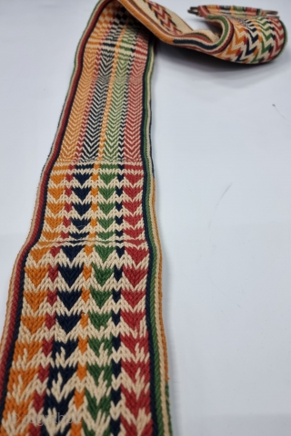 An Unique and Rare Tang Camel Belt, Ply split braiding technique with cotton.Its from the Tharparkar Region Of Sindh Undivided  India. India.
C.1900-1925.
Its size is 11cmX115cm(20230415_165957).        