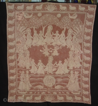 Pichwai of Cotton Lace net,of Maha Raas From Germany,Made for Indian Market C.1900.Its size is 138cmX160cm(DSC01913 New).                