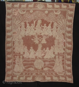 Pichwai of Cotton Lace net,of Maha Raas From Germany,Made for Indian Market C.1900.Its size is 138cmX160cm(DSC01913 New).                