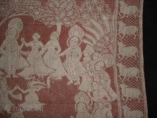 Pichwai of Cotton Lace net,of Maha Raas From Germany,Made for Indian Market C.1900.Its size is 138cmX160cm(DSC01913 New).                