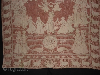 Pichwai of Cotton Lace net,of Maha Raas From Germany,Made for Indian Market C.1900.Its size is 138cmX160cm(DSC01913 New).                