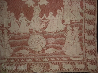 Pichwai of Cotton Lace net,of Maha Raas From Germany,Made for Indian Market C.1900.Its size is 138cmX160cm(DSC01913 New).                