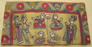 Sutra Book Cover An Mochi Bharat Embroidery From Kutch Gujarat.India.Its an Story Telling Piece.Very Rare and Early Book cover.Its size is 14cm x 25cm(DSC07446 New).        