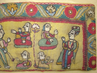 Sutra Book Cover An Mochi Bharat Embroidery From Kutch Gujarat.India.Its an Story Telling Piece.Very Rare and Early Book cover.Its size is 14cm x 25cm(DSC07446 New).        