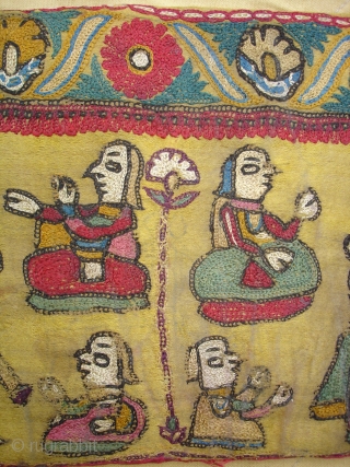 Sutra Book Cover An Mochi Bharat Embroidery From Kutch Gujarat.India.Its an Story Telling Piece.Very Rare and Early Book cover.Its size is 14cm x 25cm(DSC07446 New).        