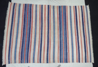 Khadi (Cotton) Striped Jail Dhurries From Kutch Gujarat,India.C.1900.Good Condition.
Its size is 160cmX242cm(Large-size)(DSC05321).                     