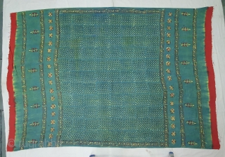 Indigo Blue,Early Daabu Block Print Odhani (Natural Dyes on cotton) From Balotra, Rajasthan. India.C.1900. Its size is 150cmX225cm (20200418_114618).              