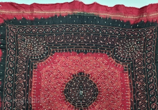 Ceremonial Tie and Dye Rumal, Tie and Dye Work on the Gajji-Silk With Badla Work (Real Silver) From Kutch Region of Gujarat, India. India.

C.1850-1875. 

Its size is 60cmX65cm. 

This were Traditionally used  ...