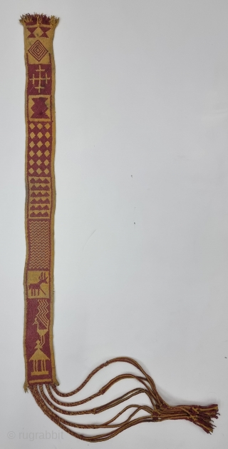 An Unique Tang Camel Belt, Ply split braiding technique with cotton. Its from the Jaisalmer  Region Of Rajasthan India. India.

C.1900-1925.

Its size is 8cmX125cm(20230419_163254).
          