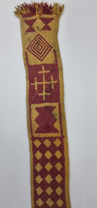 An Unique Tang Camel Belt, Ply split braiding technique with cotton. Its from the Jaisalmer  Region Of Rajasthan India. India.

C.1900-1925.

Its size is 8cmX125cm(20230419_163254).
          