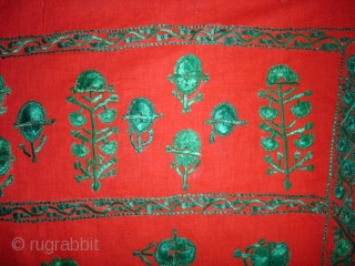 Achochini Womens's bridal Shawl,From Sindh Pakistan,Cotton ground with floss silk embroidery.Its size is 148cmX190cm(DSC01988 New).                  
