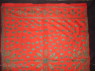 Achochini Womens's bridal Shawl,From Sindh Pakistan,Cotton ground with floss silk embroidery.Its size is 148cmX190cm(DSC01988 New).                  