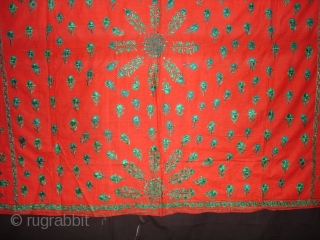 Achochini Womens's bridal Shawl,From Sindh Pakistan,Cotton ground with floss silk embroidery.Its size is 148cmX190cm(DSC01988 New).                  