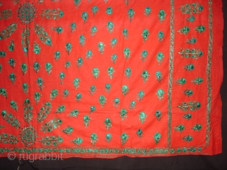 Achochini Womens's bridal Shawl,From Sindh Pakistan,Cotton ground with floss silk embroidery.Its size is 148cmX190cm(DSC01988 New).                  