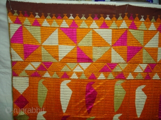 Phulkari From East(India)Punjab.India.One of the Rare Design Indian Phulkari.Known as Tota(Parrot bird)Bagh. Its size is 130cmX220cm (DSC04588 New).               