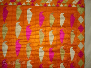 Phulkari From East(India)Punjab.India.One of the Rare Design Indian Phulkari.Known as Tota(Parrot bird)Bagh. Its size is 130cmX220cm (DSC04588 New).               
