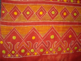 Odhani Bishnoi Shawl From Shekhawati District of Rajasthan, India. Odhani Look Like Tie and Dye,But Embroidered one by one on the cotton Khadder (Village Khadi)cloth with natural colours,In the Villages of Shekhawati  ...