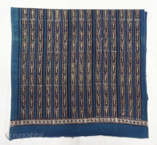 Indigo Blue,Early Daabu Block Print Yardage,(Natural Dyes on Khadi cotton) From Balotra, Rajasthan. India.C.1900. Its size is 67cmX446cm(DSC05838).               