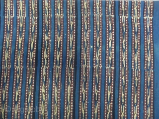 Indigo Blue,Early Daabu Block Print Yardage,(Natural Dyes on Khadi cotton) From Balotra, Rajasthan. India.C.1900. Its size is 67cmX446cm(DSC05838).               