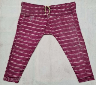 Ikat Mashru Trouser (Ejar) From Deccan, India. This Mashru weaving is done in Deccan, Probably Hyderabad South India, Its Silk And Cotton Ikat with Stripes.C.1825-1850. Its size is L-98cm,W-138cm (20210502_160828).   