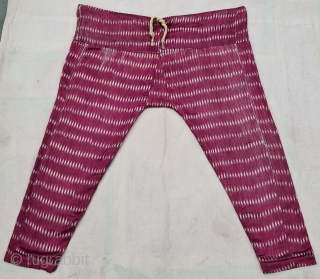 Ikat Mashru Trouser (Ejar) From Deccan, India. This Mashru weaving is done in Deccan, Probably Hyderabad South India, Its Silk And Cotton Ikat with Stripes.C.1825-1850. Its size is L-98cm,W-138cm (20210502_160828).   