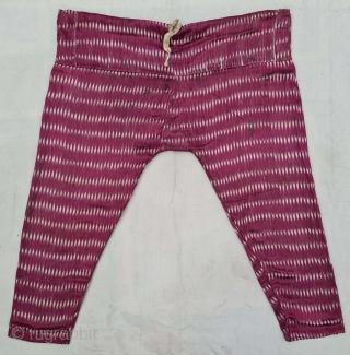 Ikat Mashru Trouser (Ejar) From Deccan, India. This Mashru weaving is done in Deccan, Probably Hyderabad South India, Its Silk And Cotton Ikat with Stripes.C.1825-1850. Its size is L-98cm,W-138cm (20210502_160828).   