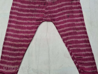 Ikat Mashru Trouser (Ejar) From Deccan, India. This Mashru weaving is done in Deccan, Probably Hyderabad South India, Its Silk And Cotton Ikat with Stripes.C.1825-1850. Its size is L-98cm,W-138cm (20210502_160828).   