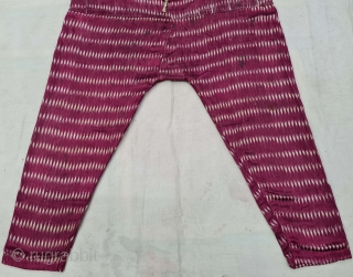 Ikat Mashru Trouser (Ejar) From Deccan, India. This Mashru weaving is done in Deccan, Probably Hyderabad South India, Its Silk And Cotton Ikat with Stripes.C.1825-1850. Its size is L-98cm,W-138cm (20210502_160828).   