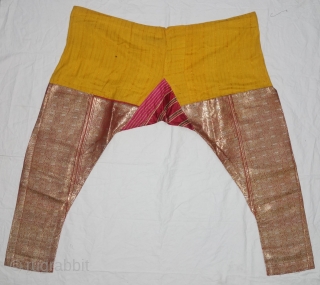 Ejar (Trouser) Zari Brocade (Gold Plated Real Silver Threads) On Gajji-Silk, Probably from the Deccan Region of South India. India. 19th Century. 
Its size is Length - 17cm x 91cm Width- 145  ...