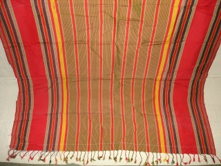 Haaz Shawl From Kerala India.Made for for the Haazi Peoples from Malaysia.Its fabric is silk and Banana leaf mix.19th Century.Its size is 126cmx215cm(DSC04882 New).         