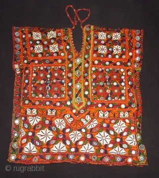 Woman's Tunic(Choli),Meghwar Group,Tharparkar Sindh Area Pakistan.L55 cm,W50 Cm.Silk-thread Embroidery,Lined with Tie and Dye Cotton(DSC09415 New).                  