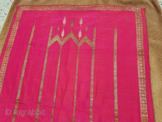 Jai Namaz Mat,Zari(Real)weaving on the silk,From Gujarat India.C.1900.Made For Vohra Muslims Community.Its size is 63cmX94cm(135155).                  